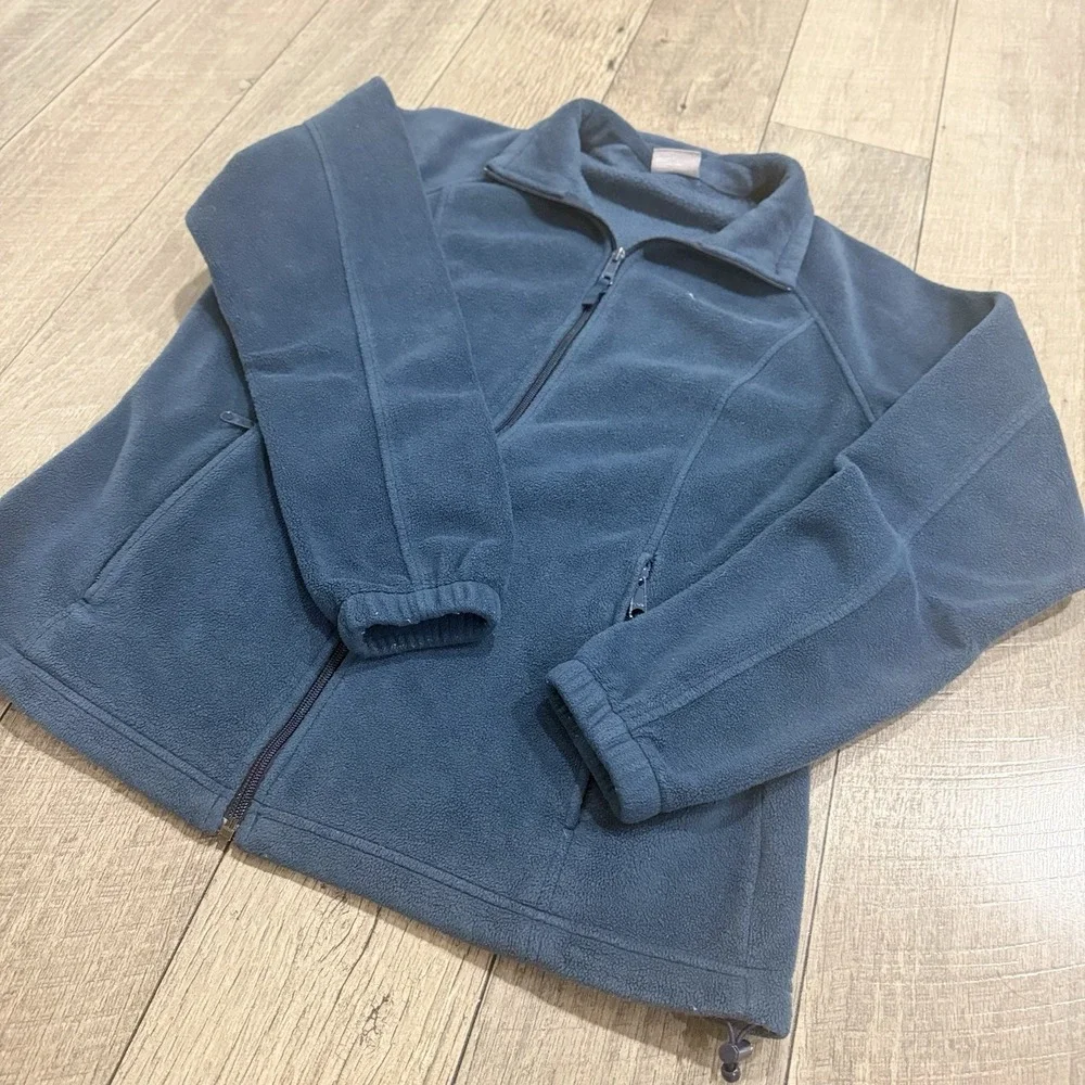 Columbia‎ Hiking Jacket Blue Fleece Stand Collar Full Zip Pockets Womens Large